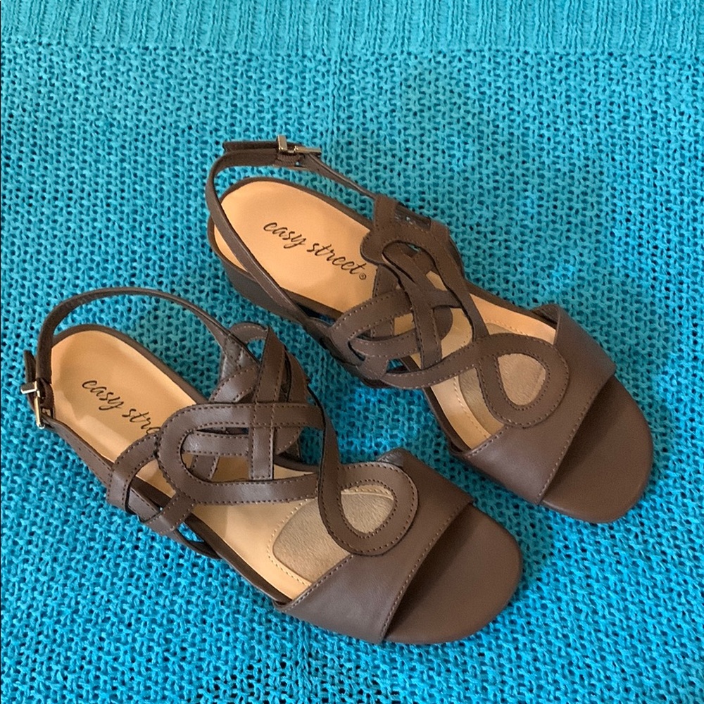 Easy Street Brown Sandals with Intricate Straps